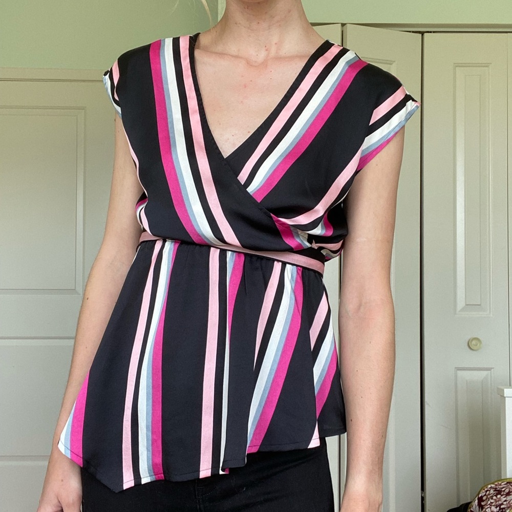 Express pink and black blouse